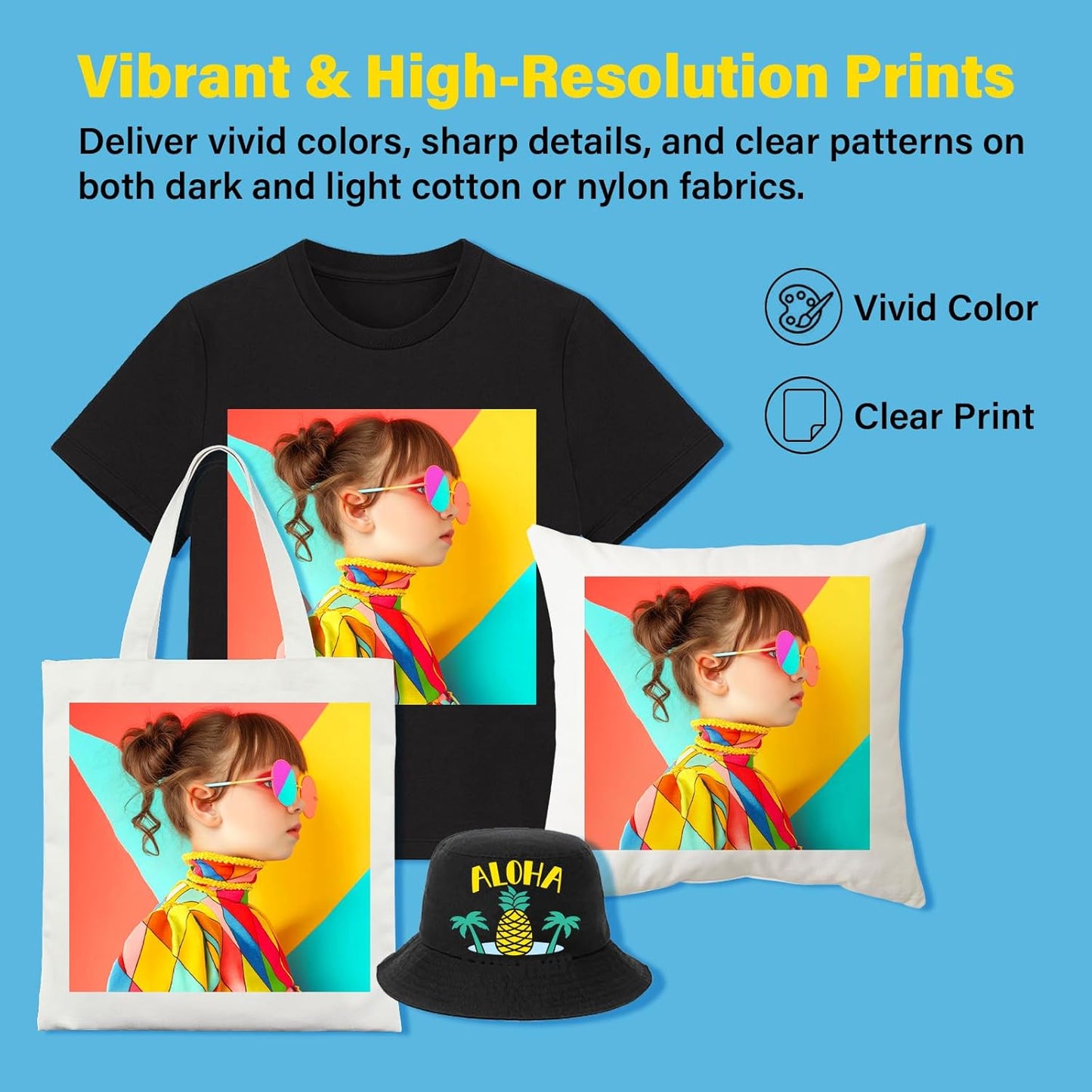 Printable Heat Transfer Paper for T-Shirts 10 Sheets, 11" X 17" Printable Heat Transfer Vinyl for Inkjet Printer, Iron on Transfer Paper for Light and Dark Fabric (Matte)