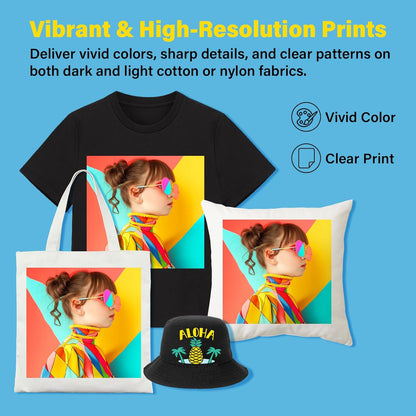 Printable Heat Transfer Paper for T-Shirts 10 Sheets, 11" X 17" Printable Heat Transfer Vinyl for Inkjet Printer, Iron on Transfer Paper for Light and Dark Fabric (Matte)