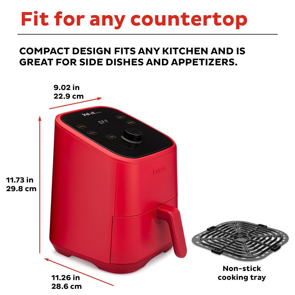 Instant Vortex 2-Quart Mini Air Fryer 4-In-1 with Customizable Smart Cooking Programs, Nonstick and Dishwasher-Safe Basket, Red