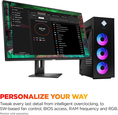HP OMEN 45L Gaming Desktop, Intel Core Ultra 7 265K, 32 GB RAM, 1 TB SSD, NVIDIA Geforce RTX 5070 Ti, Windows 11 Pro, Microsoft Copilot, Tempered Glass, GT22-3060 (2025)