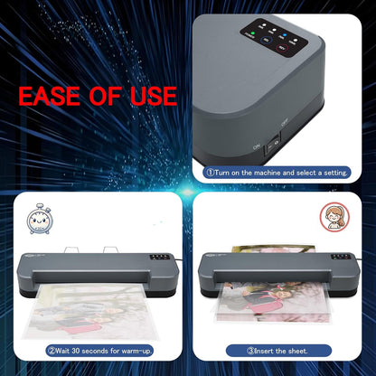 SINCHI 13-Inch Thermal Laminator & Foil Applicator, 3–10 Mil, 4-Roller Commercial Laminating Machine, 30S Warm-Up, Max. 40"/Min, Auto & Electrical Reverse Anti-Jam, Includes Laminating Sheets