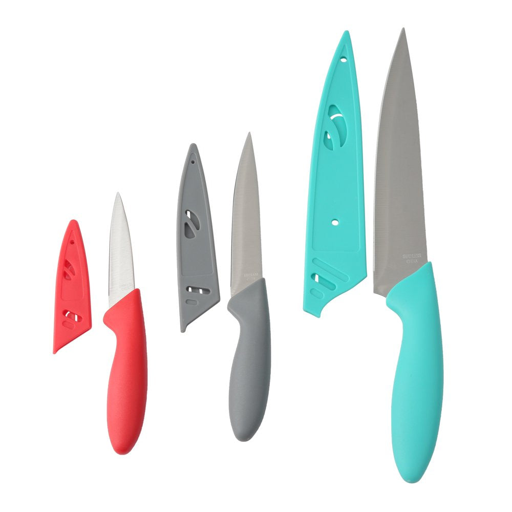 3 Piece Stainless Steel Color Knife Set with Ergonomic Handles