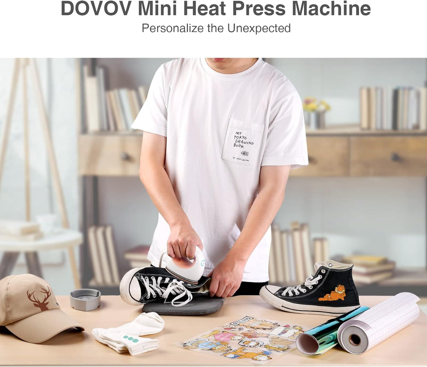 Mini Heat Press, Small Heat Press Machine for T Shirt, Shoes, Hats, Iron Press for Small HTV Vinyl Projects (Pink)