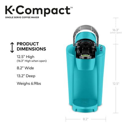 K-Compact Single-Serve K-Cup Pod Coffee Maker, Turquoise