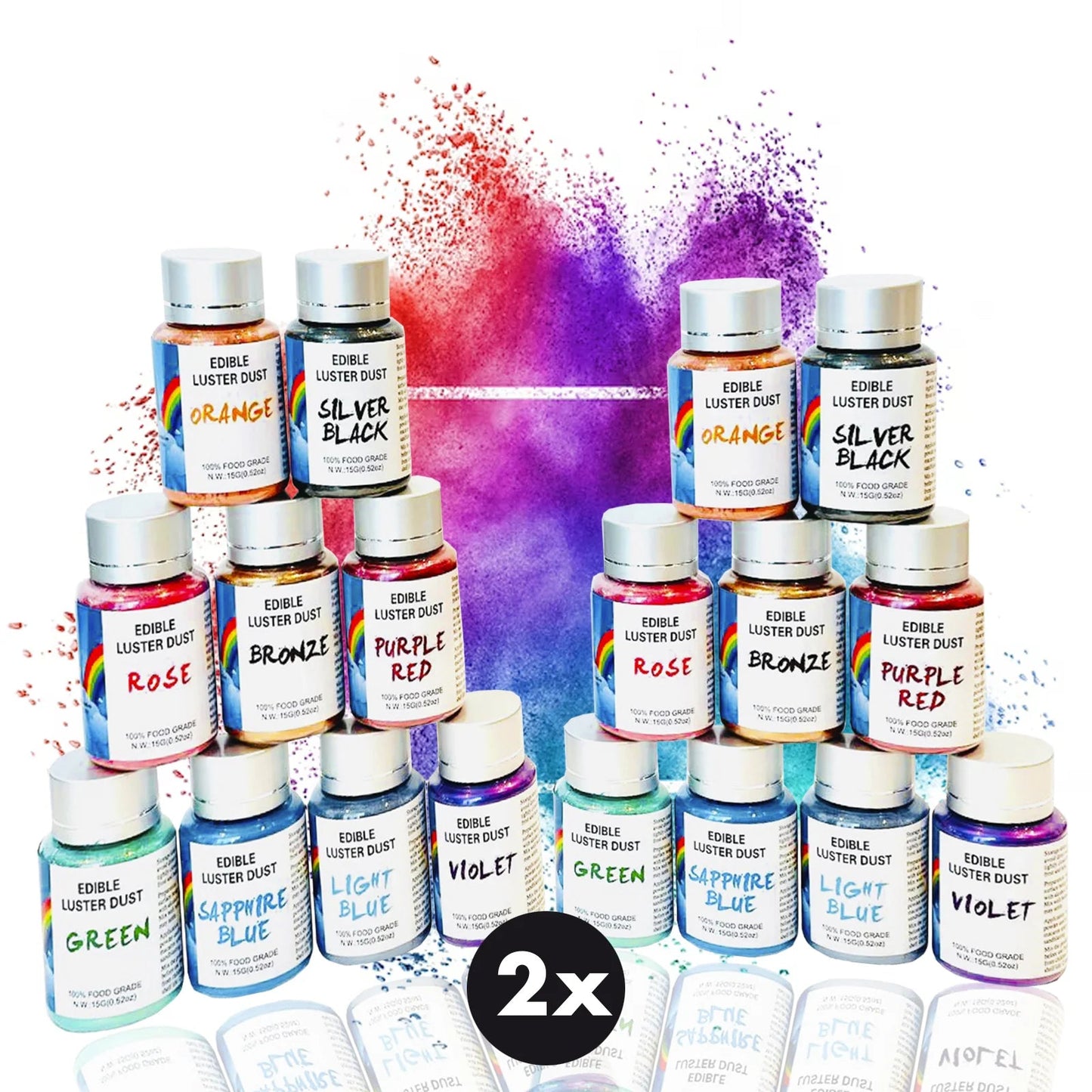 DOUBLE Edible Luster Dust Bundle (9 Colors) 15 Grams Each Tube