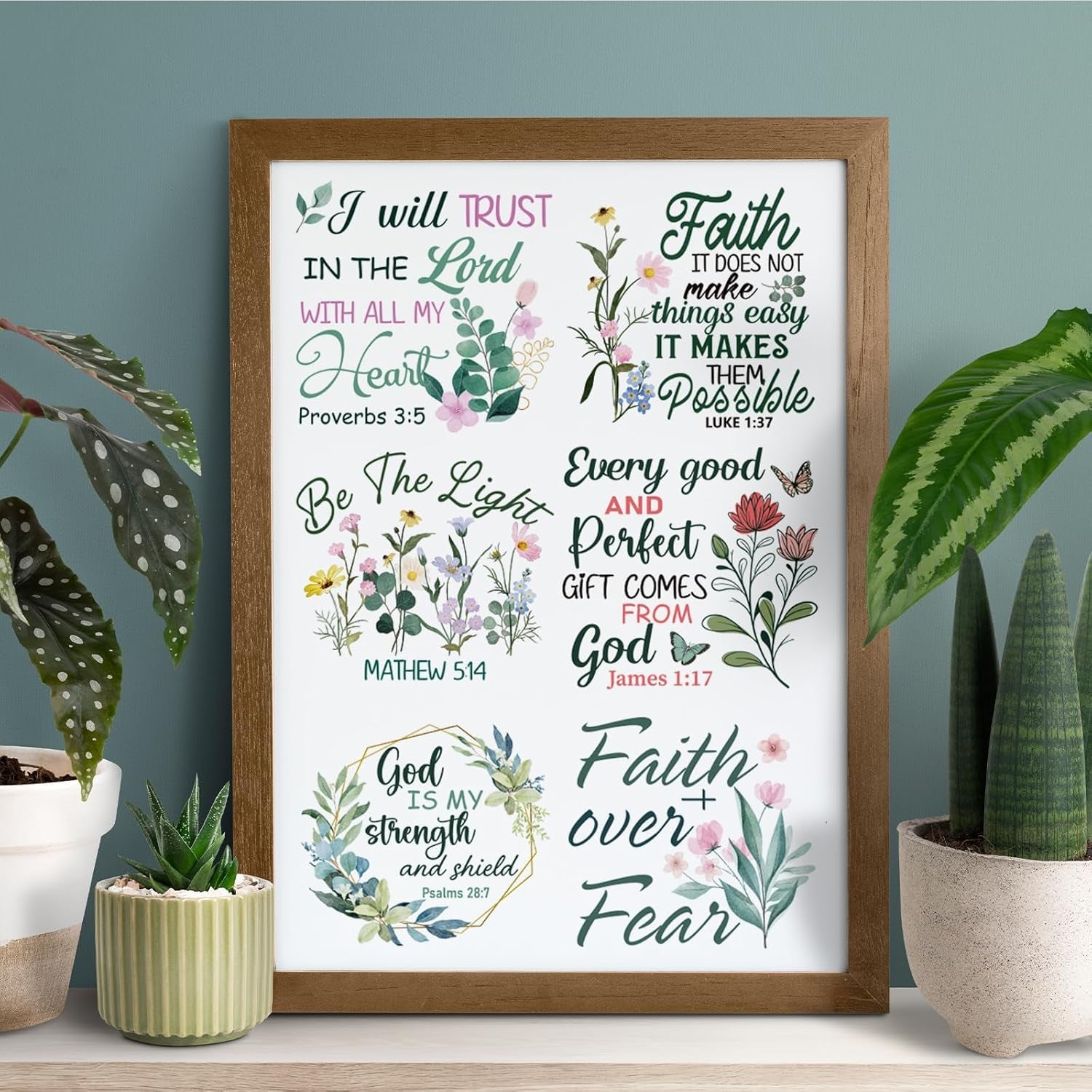 Bible Verse UV DTF Decals - 20 Sheets Christian Motivational Quotes Uvdtf Cup Wraps for 16 Oz Glass Coffee Mug, Flower Butterfly Transfer Stickers DIY Water Bottle Craft Decor Religious Gifts for Mom