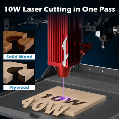 Genmitsu Kiosk 10W 10000Mw Laser Engraver, Light Weight & Portable Laser Engraver Machine, Home Laser Cutter with Acrylic Enclosure for Wood/Leather/Metal, 3.9'' X 3.9'' Engraving Area, Safety Class 1