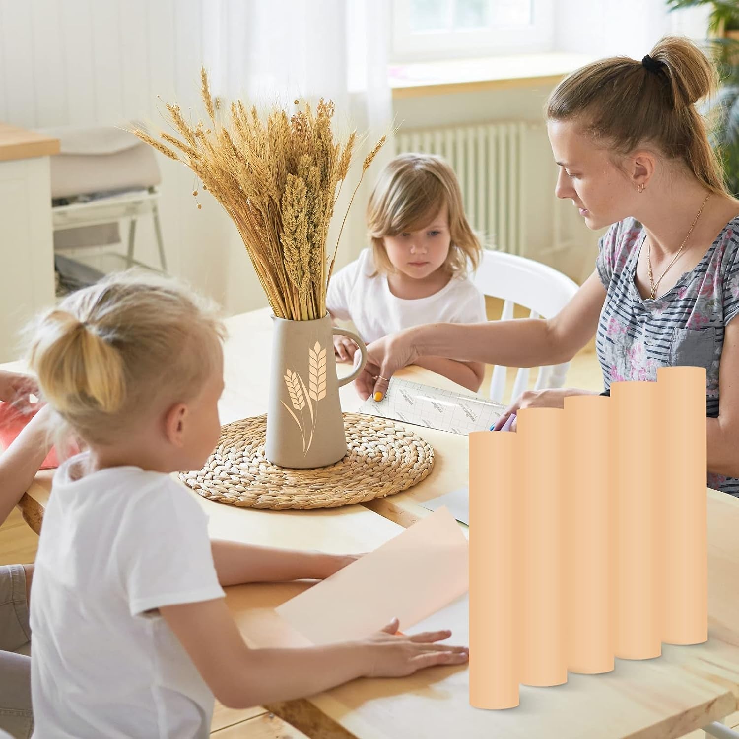 001 Vinyl Glossy Adhesive Vinyl for Craft Decal Projects 1Ft X 5Ft, Glossy Apricot