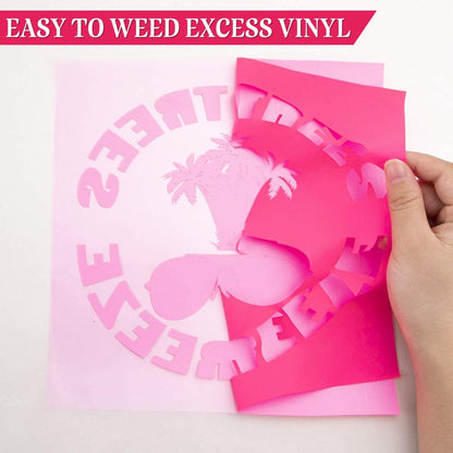 12" X 15 Ft Fluorescent Pink HTV Vinyl Rolls Heat Transfer Vinyl, Easy to Cut & Weed for Heat Vinyl Design