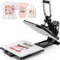 Whubefy Heat Press 15X15 Slide Out, Industrial-Quality Clamshell Sublimation Heat Transfer Machine with 5 DTF Transfer Sheets, Digital Heat Press Machine for T Shirts/Bags/Pillows/Mouse Pad (Black)