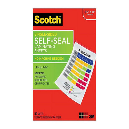 9 X 12 Inches Laminating Sheets Letter Size Single Sided, 50 Pouches (SF854-1B)