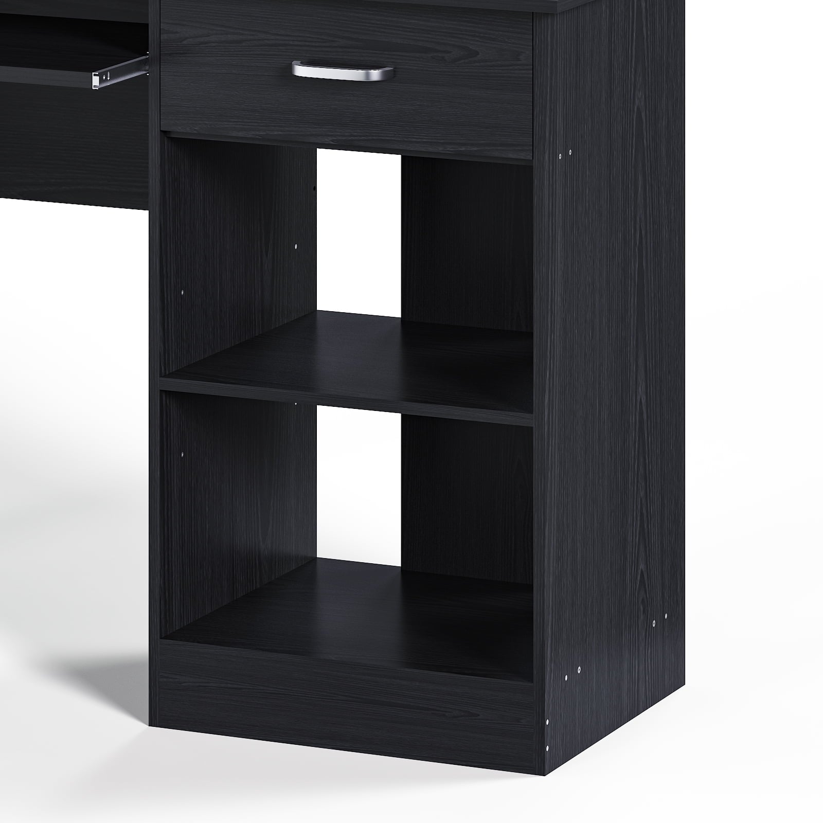 Wood Computer Desk Office Black Laptop PC Work Table Home Drawer & Keyboard Tray