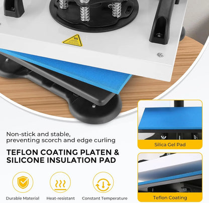 Adnoom Heat Press 12X10 with 360°Swing-Away Design, 650W Digital Shirt Press Machine with LCD Control Panel, DIY Vinyl Heat Press Sublimation Machine for T-Shirts, Canvas, Bags