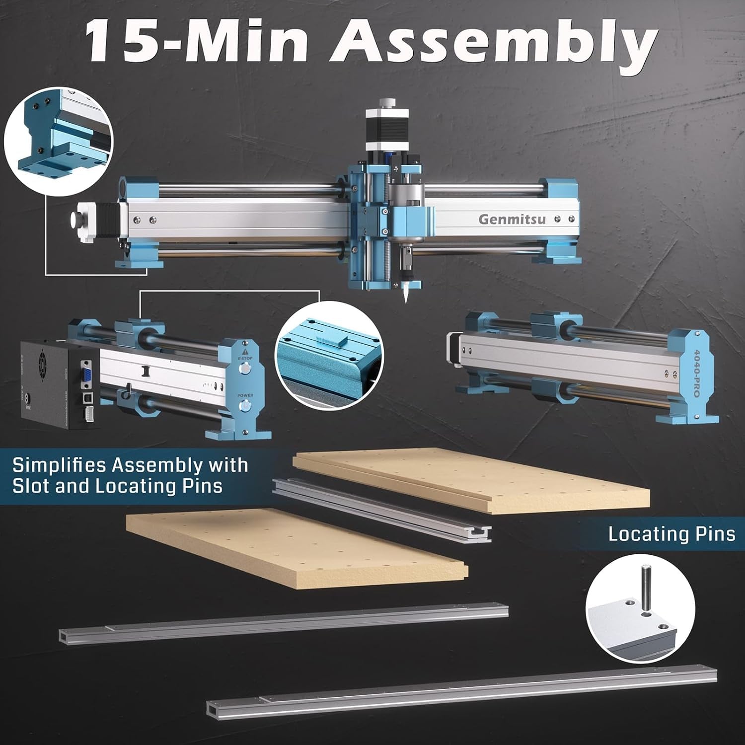 Genmitsu CNC Router Machine 4040-PRO for Metal Acrylic Cutting Milling, GRBL Control, Lead Screw Driven, 3 Axis Engraving, Working Area 15.7” X 15.7” X 3.1”