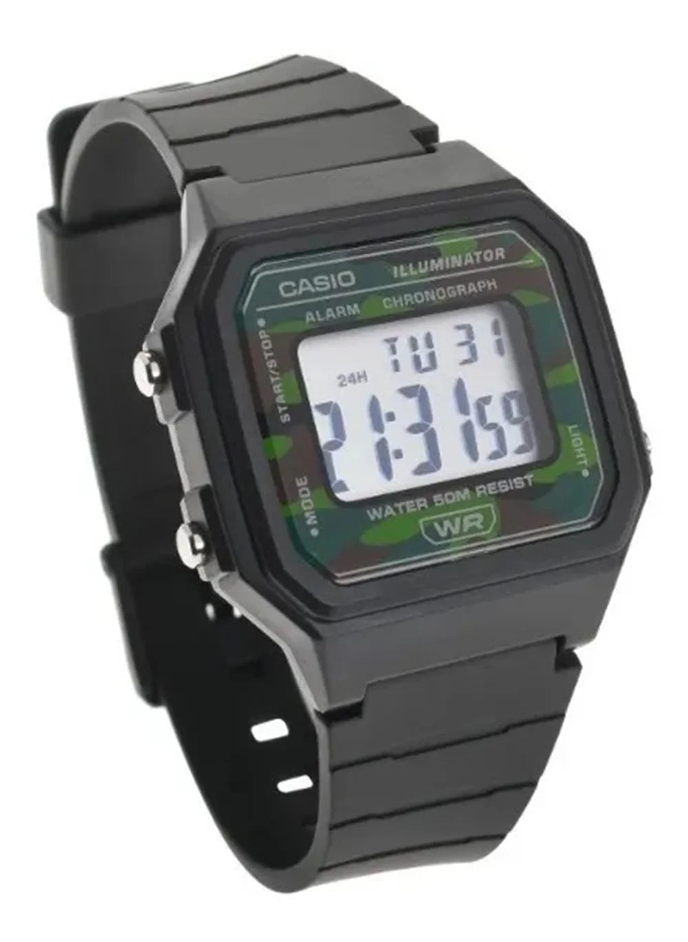 Men'S Classic Black Digital Watch with Camouflage Accents - W-217H-3BV