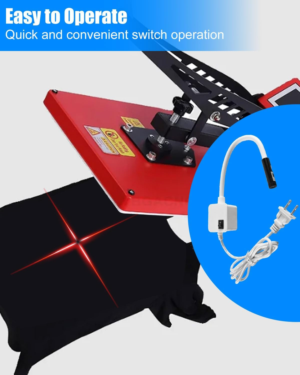 DTF Laser Positioning Tool for Hat & T-Shirt Press Machine, Precise Placement for Sublimation, Heat Press Laser Alignment System, 39 Inches Power Cord
