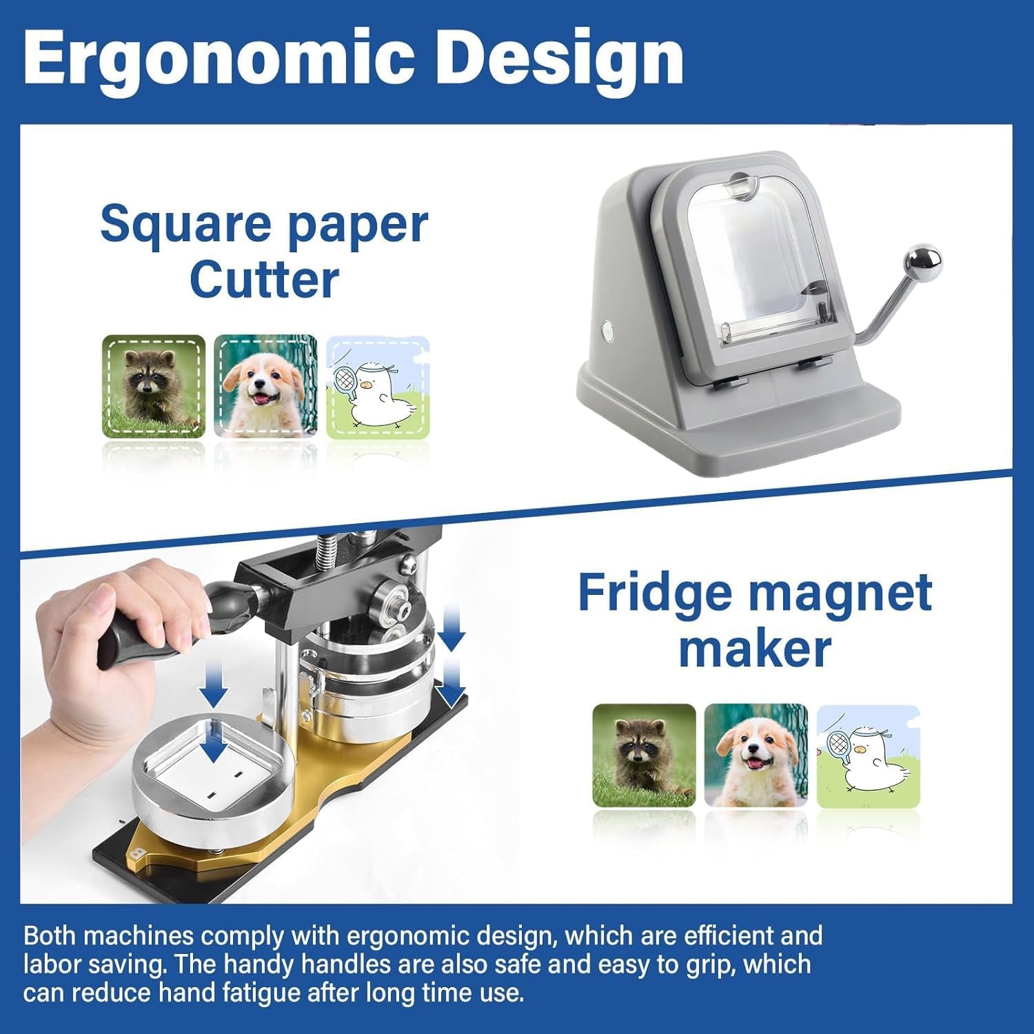 2X2In Square Fridge Magnet Maker Machine Kit, 50X50Mm Photo Magnet Making Kit Press Machine, with Lightweight Paper Cutter, 100Pcs Materials, 100 Sheet Photo Papers
