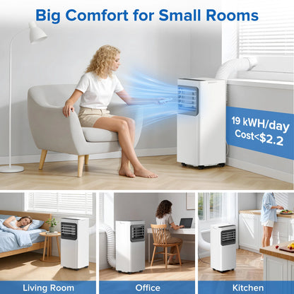 8000 BTU Ashare Portable Air Conditioner, 4-In-1 AC Unit with Fan, Cool and Dehumidifier, Sleep Mode, Remote Control, for Rooms up to 350 Sq Ft
