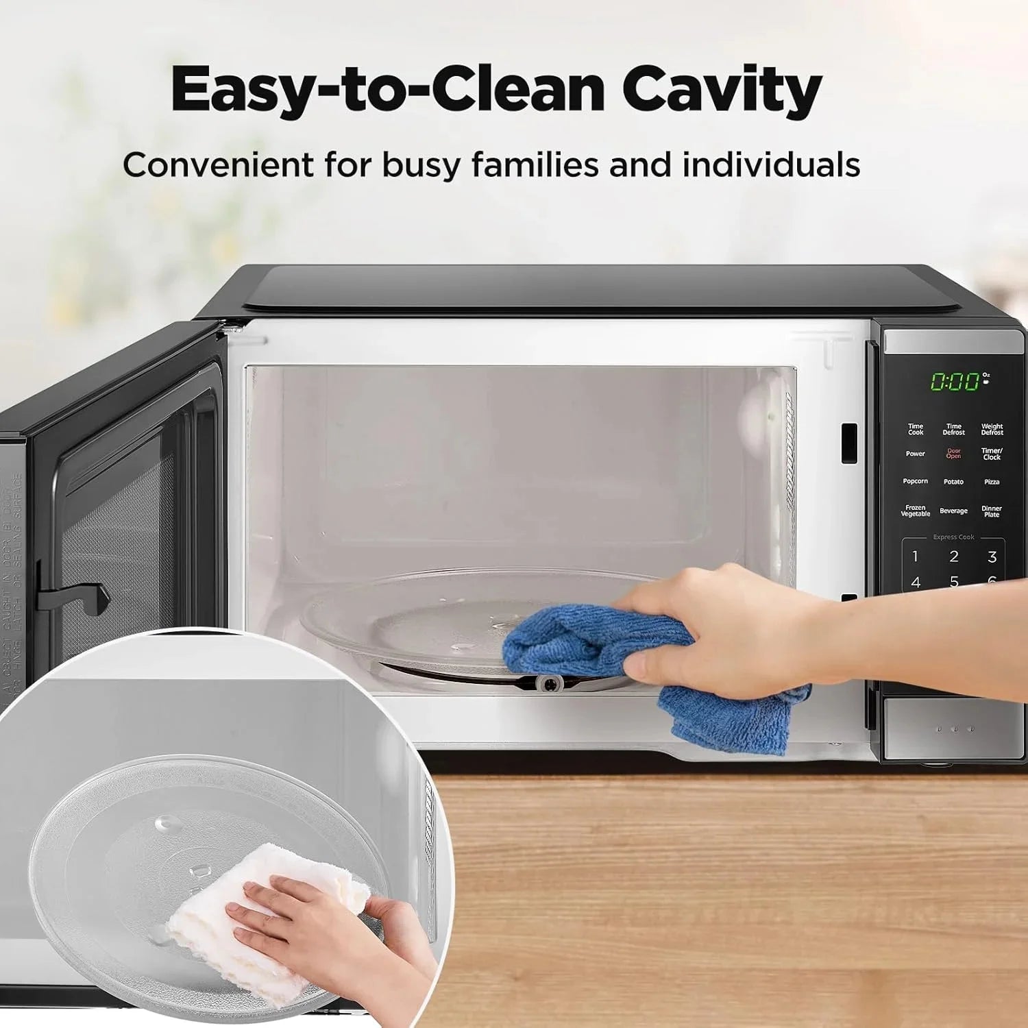 0.9 Cu Ft Microwave Oven Countertop , 6 Auto Menus, 10 Power Levels, Digital Panel, 900W