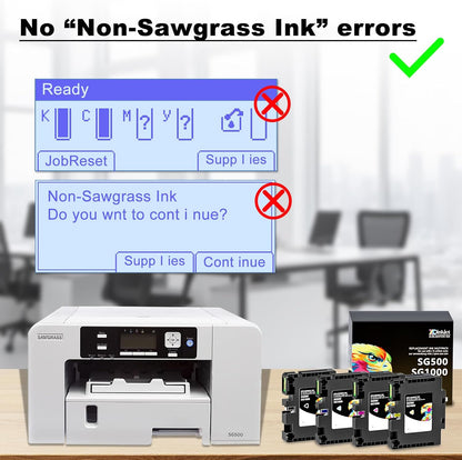3.9.0 SG500 SG1000 Sublimation Ink Cartridges Replacement for Sawgrass SG500 and SG1000 Printers, Compatible with Firmware Version 3.09 or Earlier (BK, C, M, Y, 4PK)
