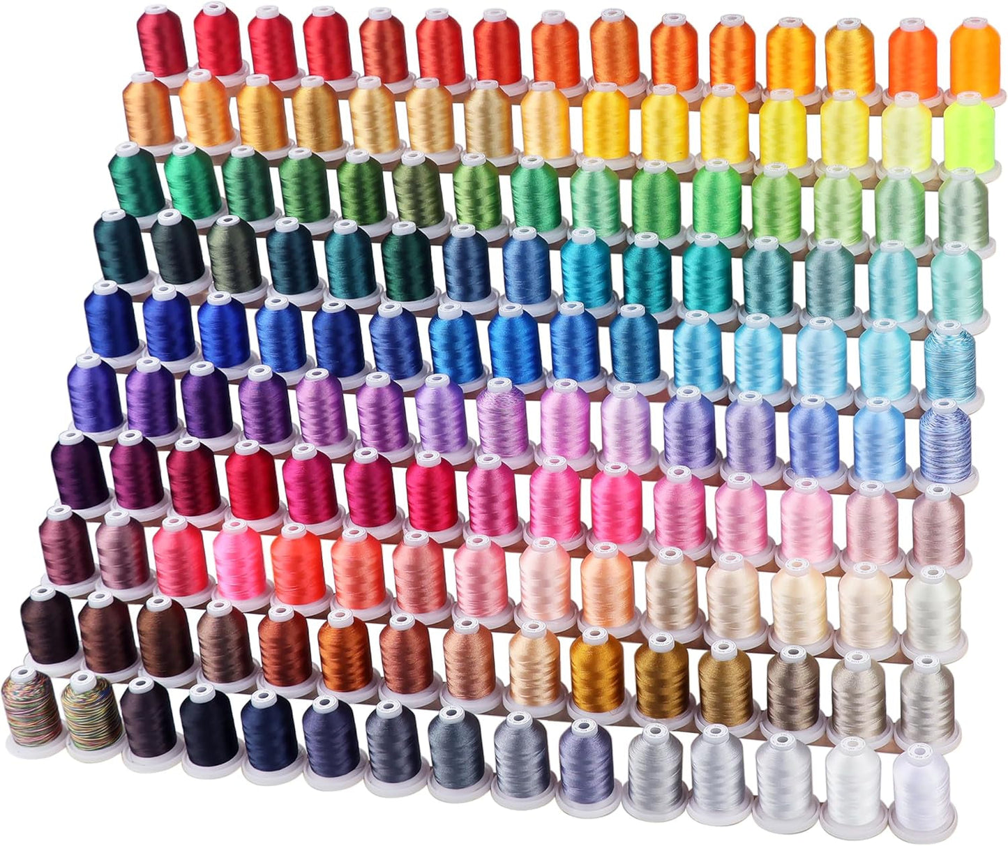 New Brothread Embroidery Machine Thread Mega Kit 150 Colors Compatible with Brother & Janome Polyester Embroidery Thread 40WT 1000M/1100YD Each Spool for Home-Used & Commercial Embroidery Machines