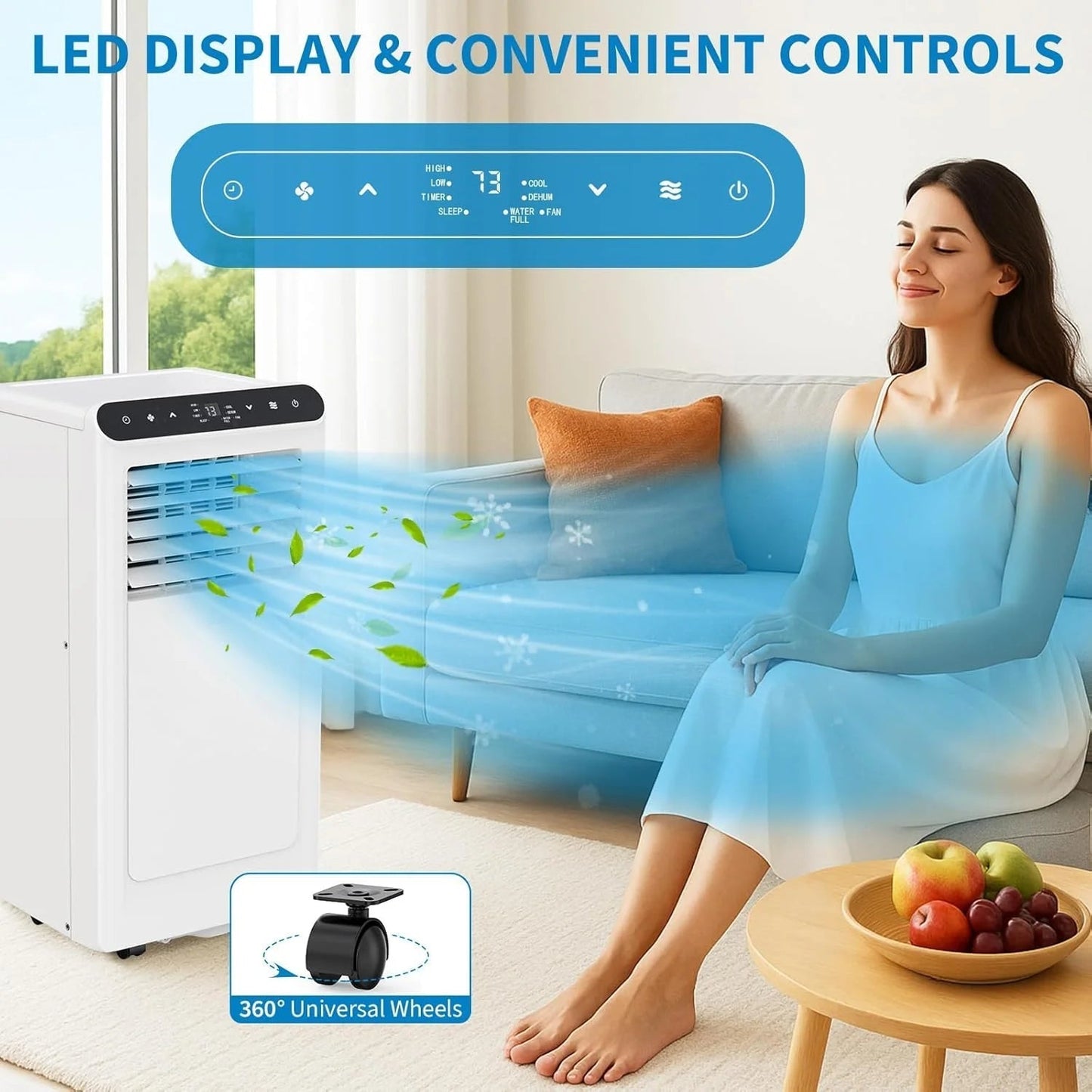 8,000 BTU Portable Air Conditioner: Cools Rooms up to 350 Sq. Ft,3-In-1 Unit with Remote Control