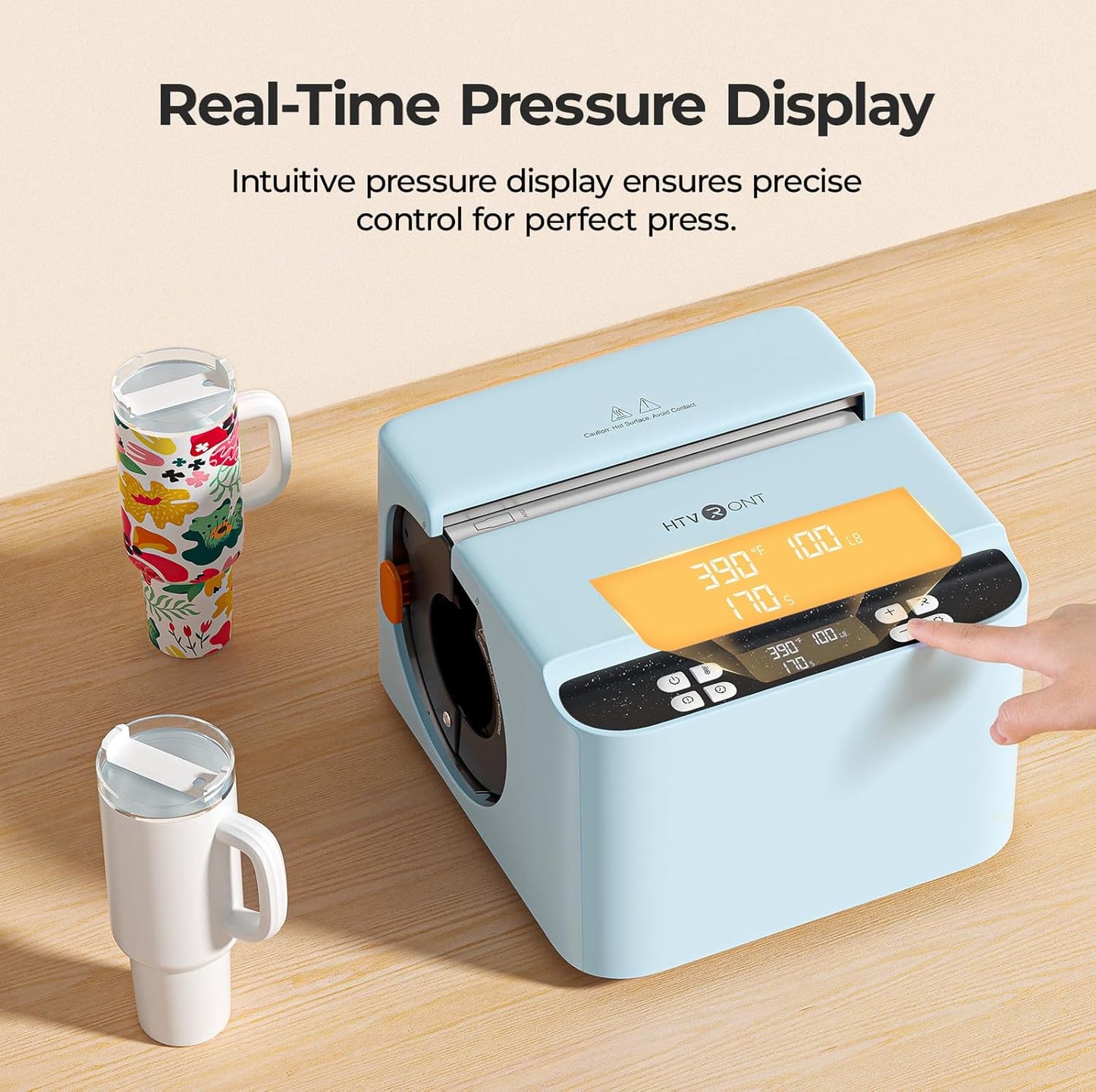Auto Tumbler Heat Press - A200 Full Cup Transfer Heat Press Machine for 40 OZ Tumbler with Handle, Heat Even and Fast Cups Sublimation Machine with Adjustable Pressure & 4 Memory Modes