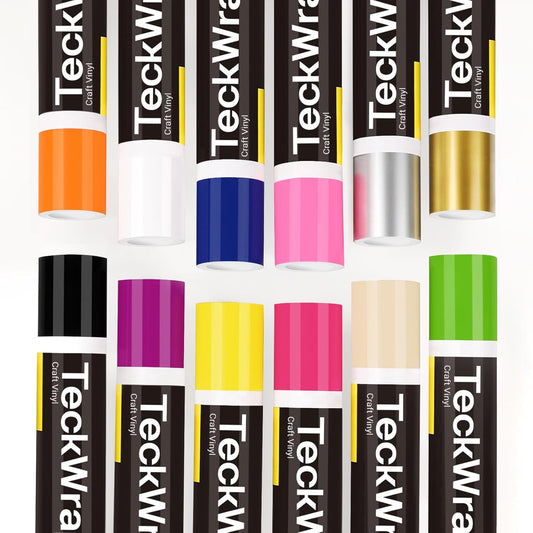 Permanent Vinyl, Rainbow Sampler - 12In X 5Ft Rolls 12 Colors Permanent Adhesive Vinyl Rolls for Cricut, Silhouette, Cameo Cutters, Signs, Scrap-Booking, Craft, Die Cutters