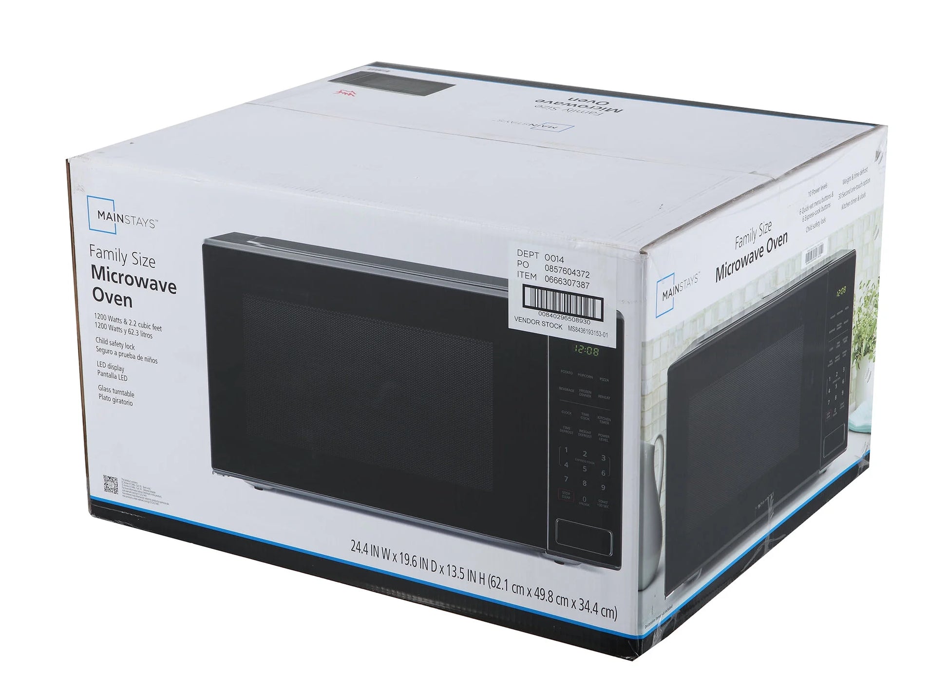 2.2 Cu Ft Countertop Microwave Oven, Black, New