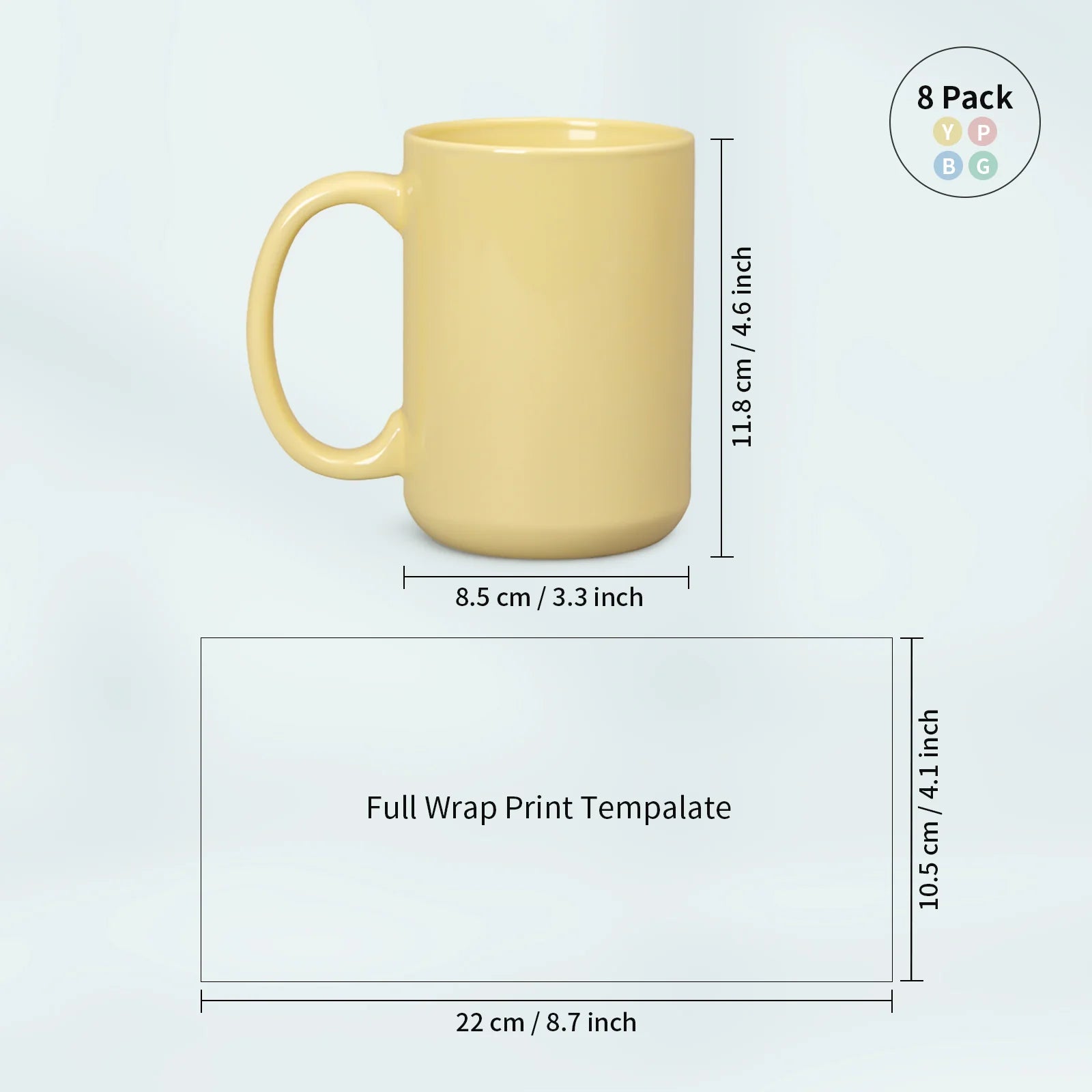 Sublimation Mugs 15 OZ Mixed Macaron Colors Ceramic Cups 8 Pack