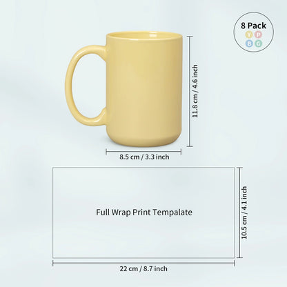 Sublimation Mugs 15 OZ Mixed Macaron Colors Ceramic Cups 8 Pack