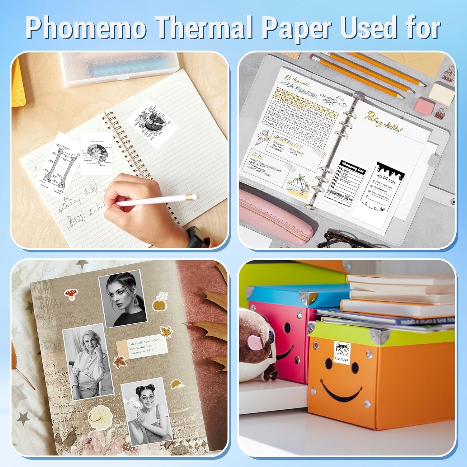Phomemo White Self-Adhesive Thermal Paper, Glossy Printable Sticker Paper Label for Phomemo M02/M02 Pro/M02S/P2S/M03/M04S Mini Sticker Printer, 50Mm X 3.5M, Diameter 28Mm, 3-Rolls, Image Time 2 Years
