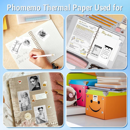Phomemo White Self-Adhesive Thermal Paper, Glossy Printable Sticker Paper Label for Phomemo M02/M02 Pro/M02S/P2S/M03/M04S Mini Sticker Printer, 50Mm X 3.5M, Diameter 28Mm, 3-Rolls, Image Time 2 Years