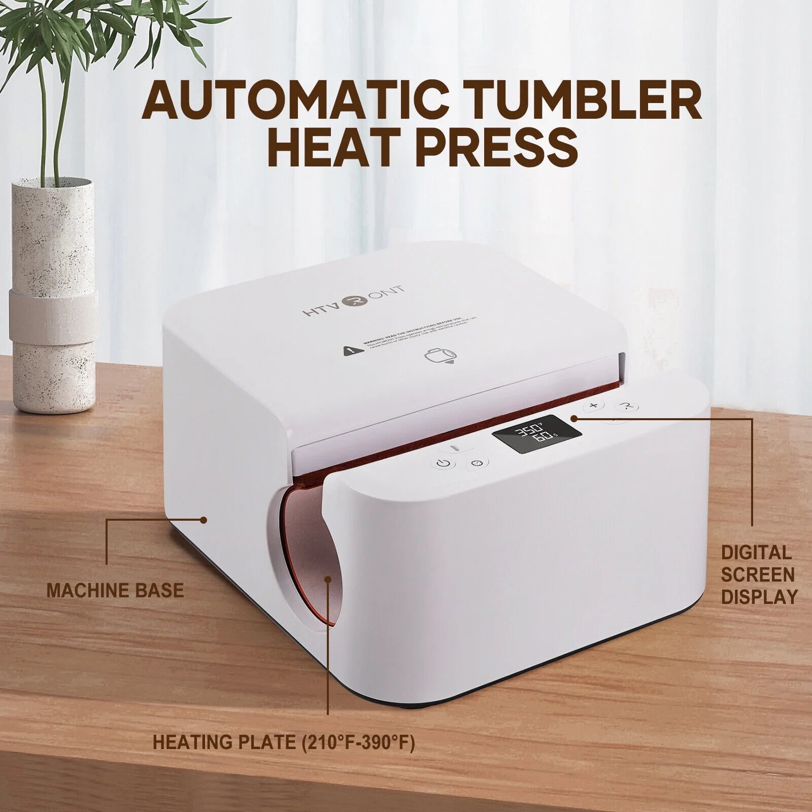 HTVRONT White Automatic Heat Press Tumbler Machine & 15"X15" Automatic Heat Press Machine for HTV Vinyl Bundle