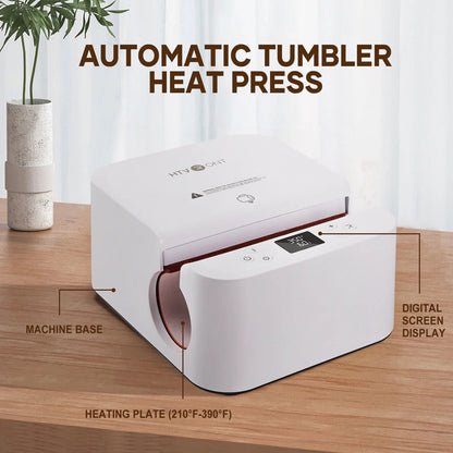 HTVRONT White Automatic Heat Press Tumbler Machine & 15"X15" Automatic Heat Press Machine for HTV Vinyl Bundle