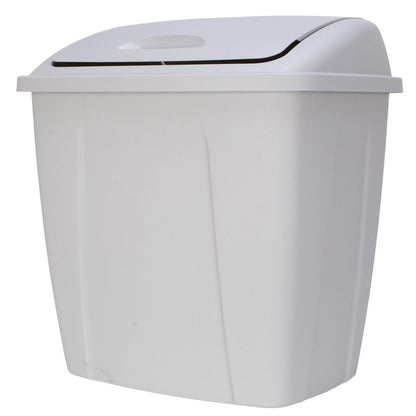 13 Gallon Trash Can, Plastic Swing Top Kitchen Trash Can, Gray