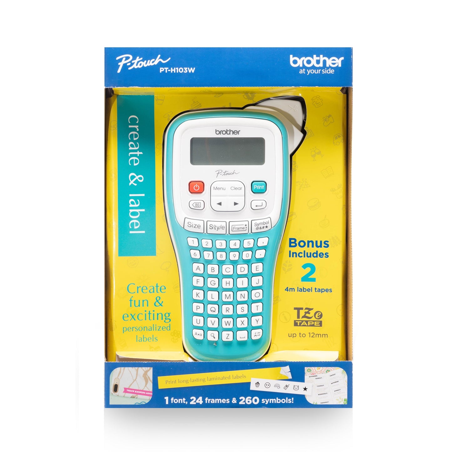 P-Touch PT-H103W Handheld Personal Label Maker with Tape, New, 1 Piece
