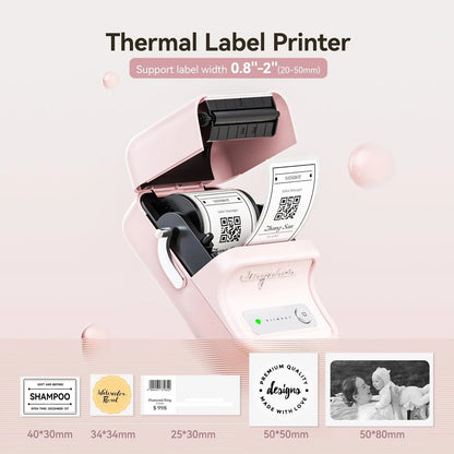 B21 Label Maker Machine with Tape，2 Inch Inkless Sticker Printer Thermal Labeler for Price Address Label for Home Storage Office and Small Business,Pink