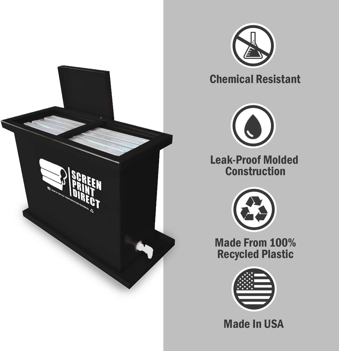 Ecotex® Screen Printing Dip Tank 30 Gallon – Industrial Reclaim Tank for Screens – Heavy Duty Polyethylene – Fits Multiple Screens up to 23" X 31" – Emulsion Remover Soak Tank by