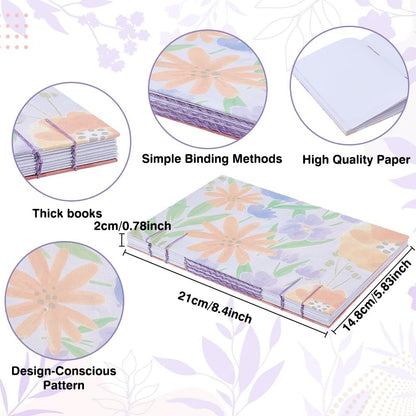 WEBEEDY DIY Coptic Stitch Book Binding Kit for Beginners, Complete Bookbinding Kit to Make Your Own A5 Notebook, Journal, Diary, with Floral Paper, Bone Folder, A4 Papers, Needles, Tools