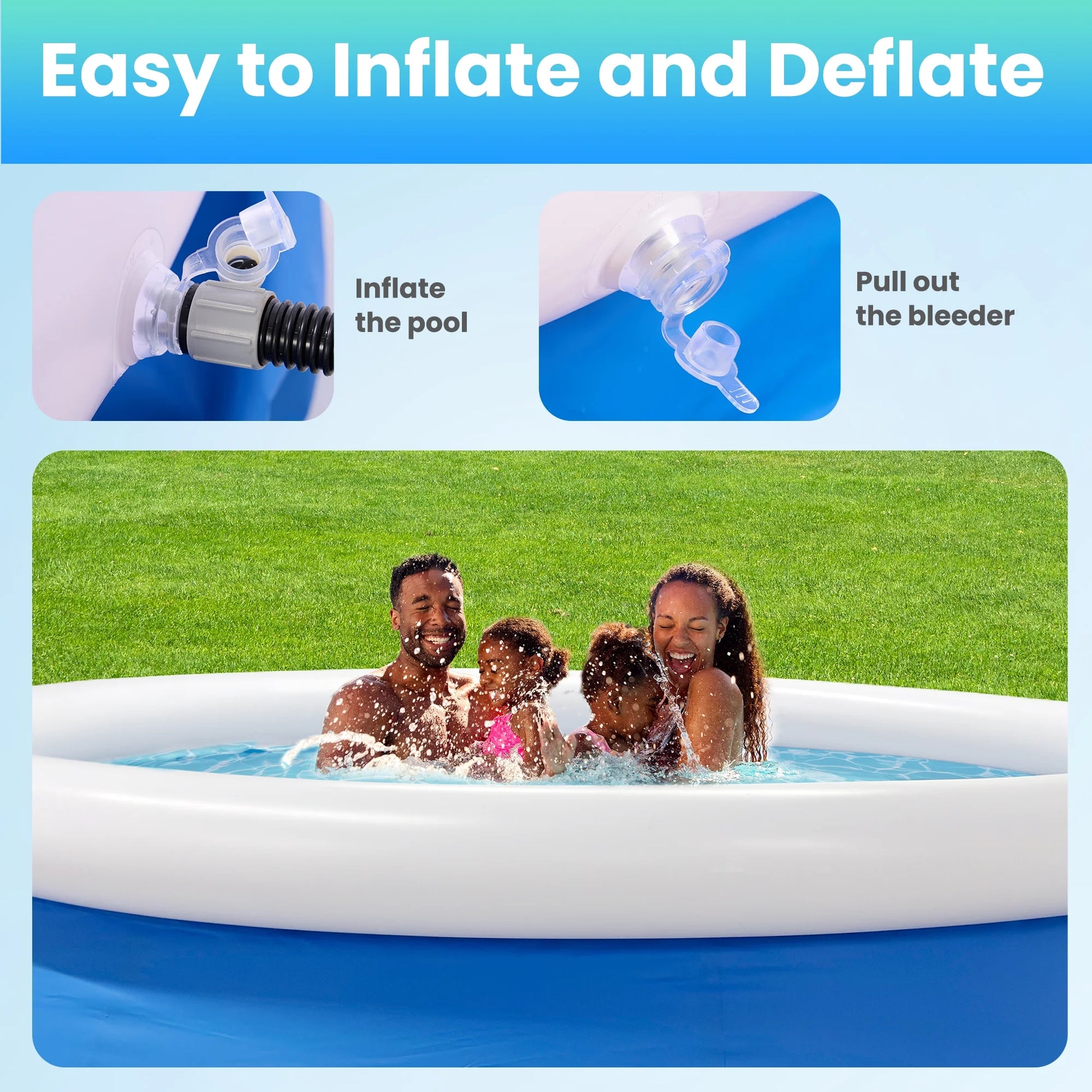 10Ft X 28In Inflatable Swimming Pool above Ground Family Pool for Kids & Adults Puncture-Resistant PVC, Quick Setup (Includes 2 Repair Patches)