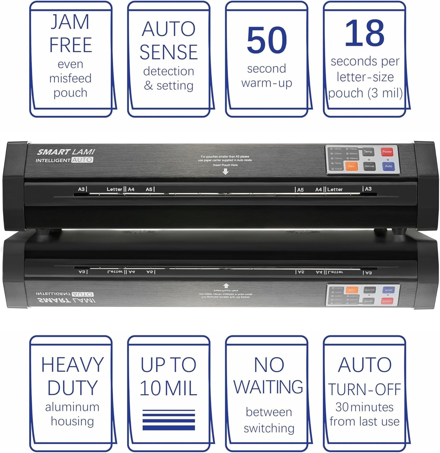 SINCHI Auto Sense 13" Heavy-Duty Laminator for Business & School, 3–10 Mil, 50S Warm-Up, 17S/Sheet, Works with Cardstock & Dark Prints, Never-Jam, Laminates 11X17, Includes 10 Sheets