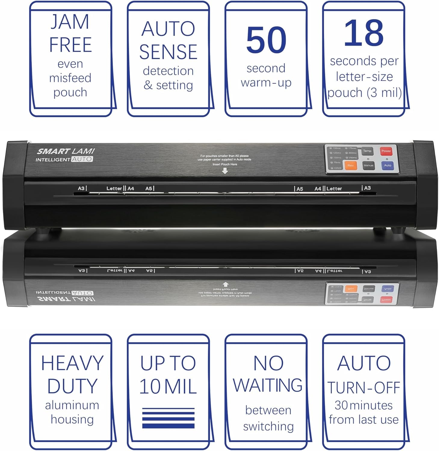 SINCHI Auto Sense 13" Heavy-Duty Laminator for Business & School, 3–10 Mil, 50S Warm-Up, 17S/Sheet, Works with Cardstock & Dark Prints, Never-Jam, Laminates 11X17, Includes 10 Sheets