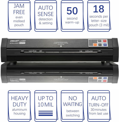 SINCHI Auto Sense 13" Heavy-Duty Laminator for Business & School, 3–10 Mil, 50S Warm-Up, 17S/Sheet, Works with Cardstock & Dark Prints, Never-Jam, Laminates 11X17, Includes 10 Sheets