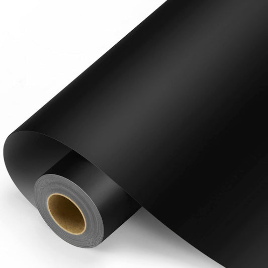 Black Permanent Vinyl - Matte Black Adhesive Vinyl Roll for All Cutting Machine, Permanent Outdoor 12" X11Ft for Decor Sticker, Car Decal, Scrapbooking, Signs, Matte & Waterproof