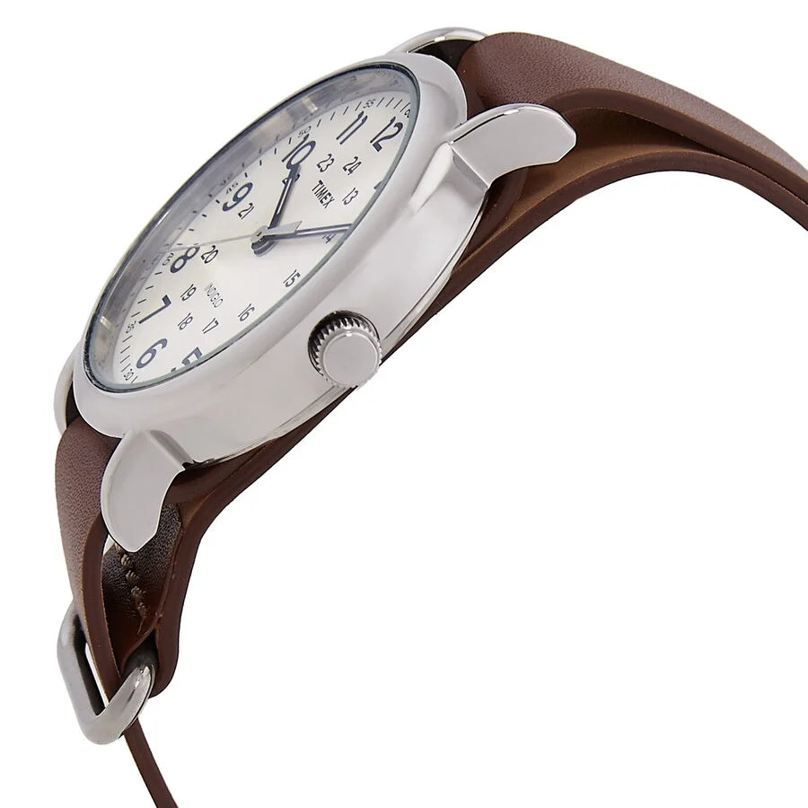 Weekender 40 Watch, Brown Double-Layered Leather Slip-Thru Strap
