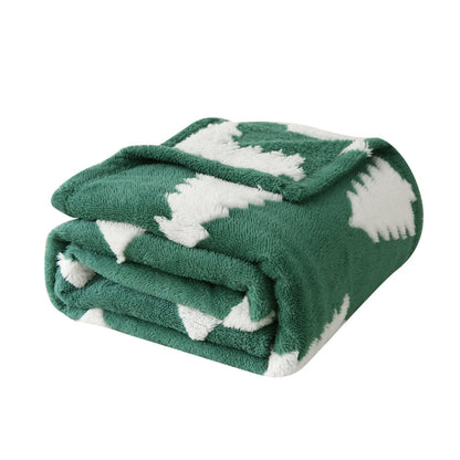 Green Pine Tree Sherpa Throw Blanket, 50"X60"