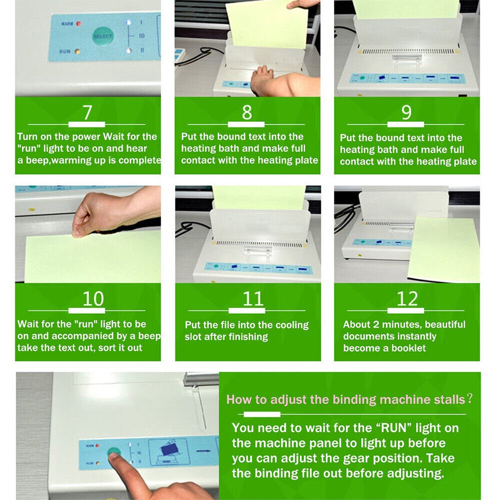 110V Thermal Binding Machine Electric A4 Paper Book Hot Melt Binder 3 Gears Adjustable