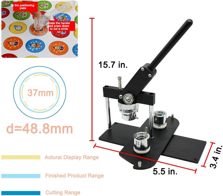 Chibuttons B400 Pro 37Mm (1.5") Metric Button Maker Machine Kit | All-Metal Press with 200 Parts, Interchangeable Moulds & Handling Cutter | Create Promotional Badges, Custom Pins, Gifts (Black-New)