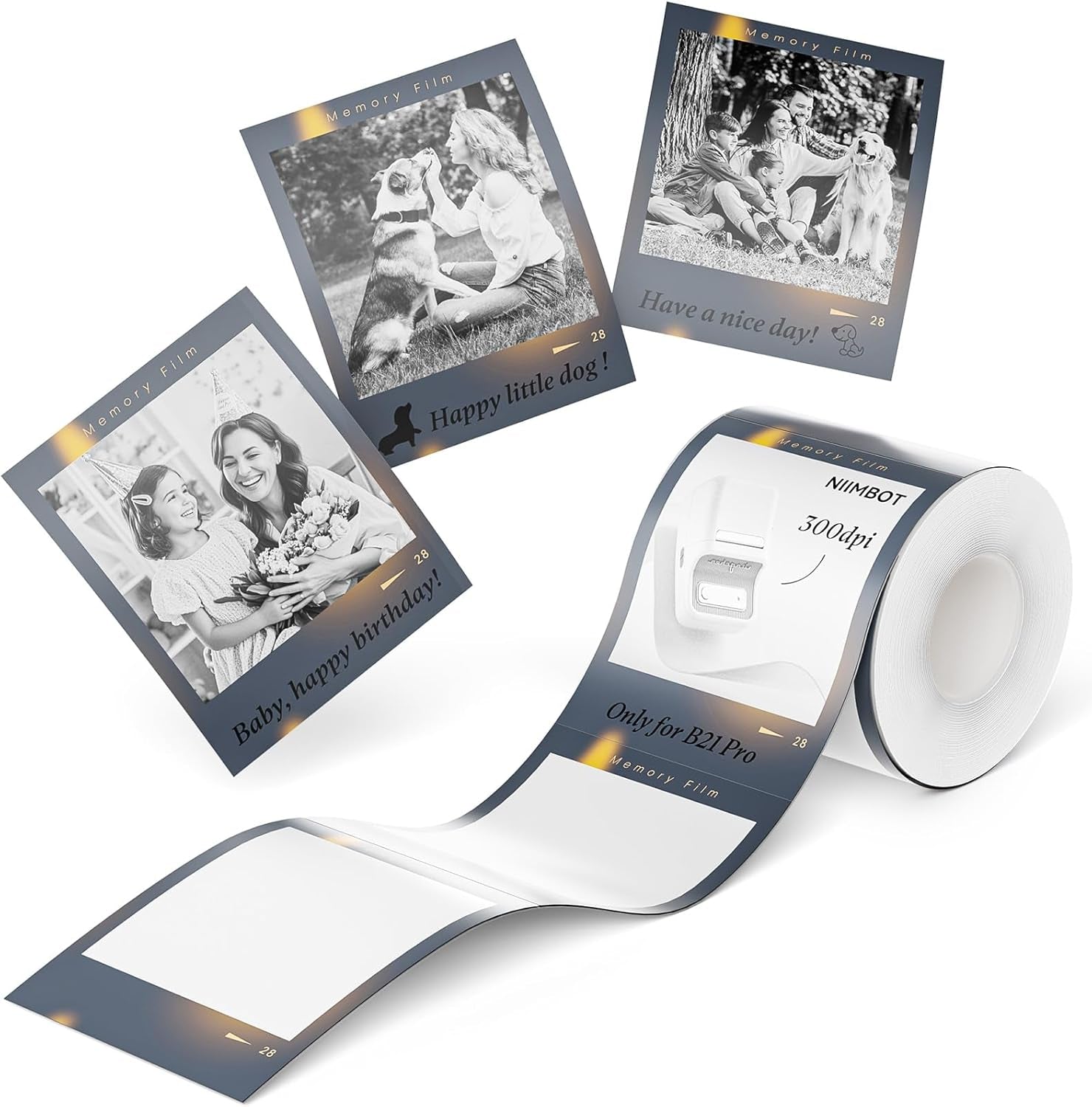 NIIMBOT Photo Papers Compatible with Pro Series Label Makers, Thermal Picture Labels Good Idea to Print Photos, Beauty Memories, Note,List (2.13''X2.67''-54X67Mm)